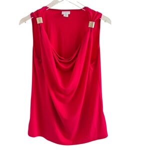 Jocyln Smith Red Draped Women's Blouse Top